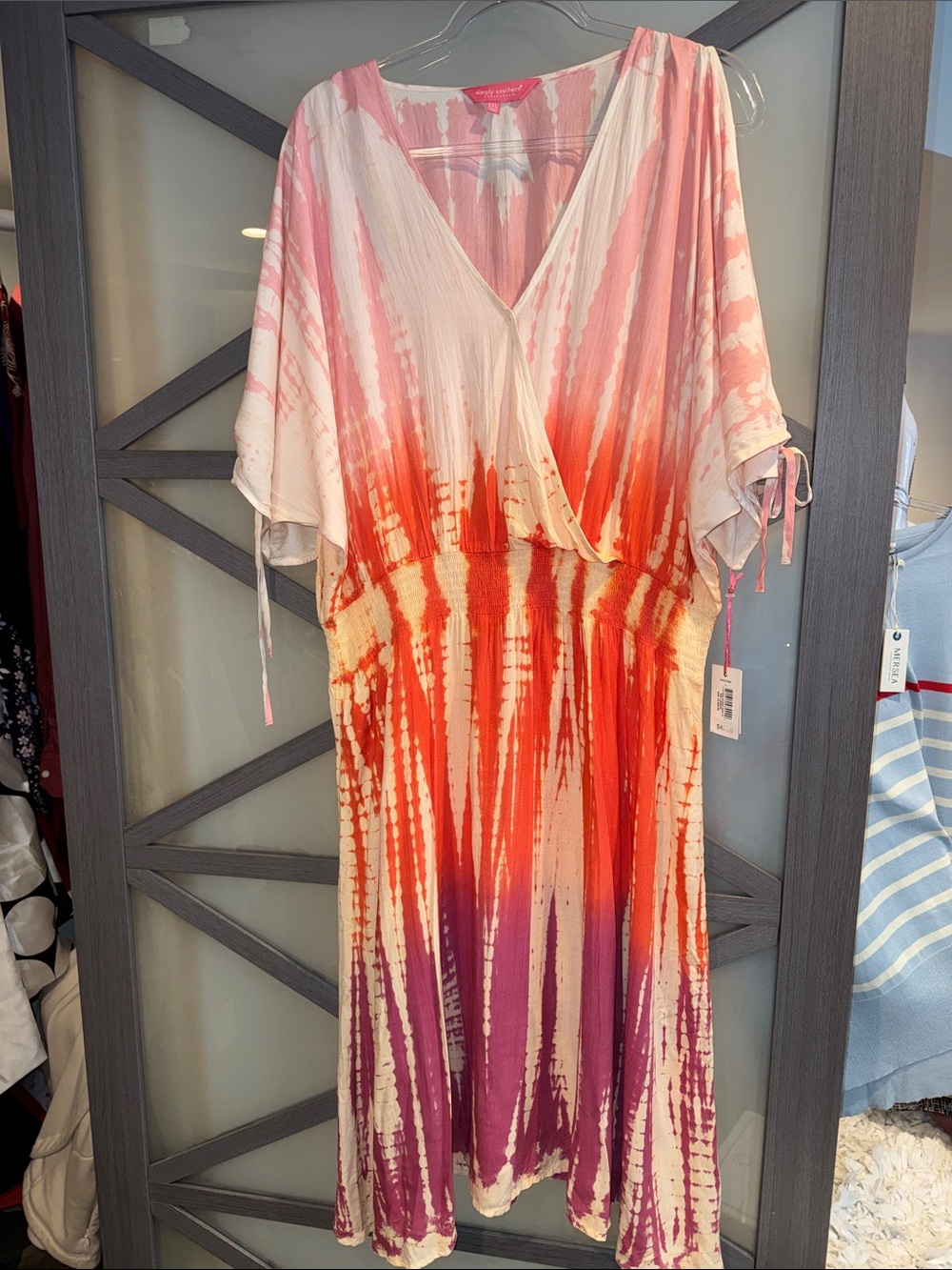 Simply Southern Pink Tie-Dye V-Neck Top NWT